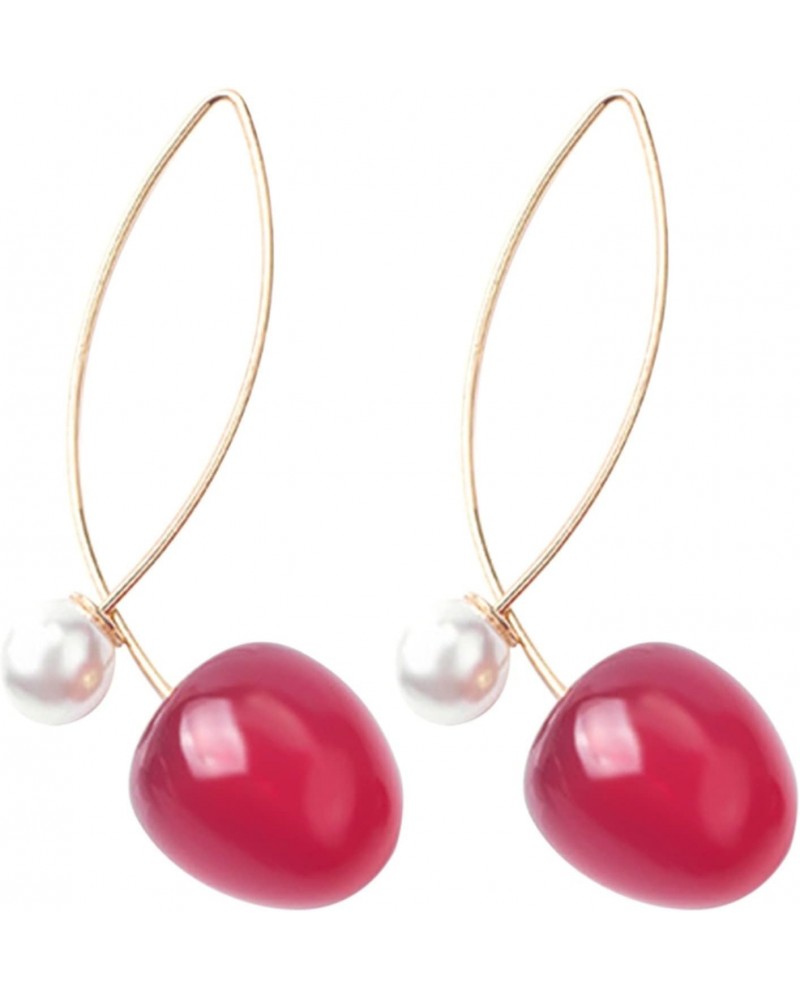 Cute Red Gradient Cherry Pearl Earrings 2023 Sweet Cherry Fruit Shape Acrylic Resin Drop Earrings for Women Earrings for Wome...