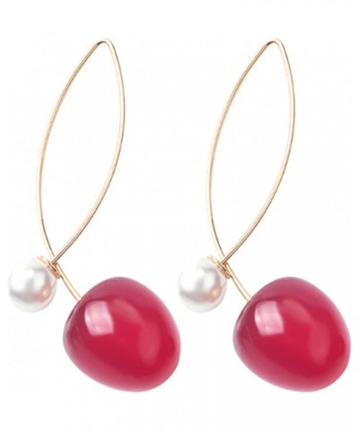 Cute Red Gradient Cherry Pearl Earrings 2023 Sweet Cherry Fruit Shape Acrylic Resin Drop Earrings for Women Earrings for Wome...