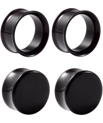 Double Flared Black Acrylic Ear Tunnel Plugs Gauges Expanders Saddle Hollow Tunnels Stretcher Earrings for Men Women Cute Lob...