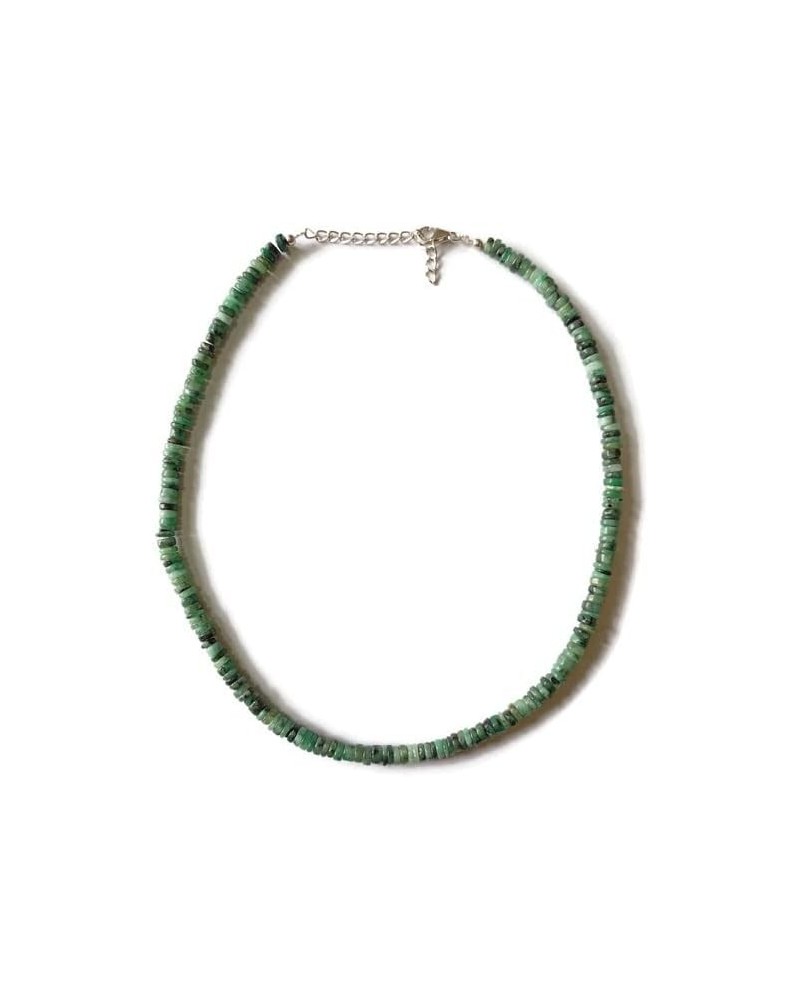 Natural Emerald Necklace 18 Inch With Sterling Silver Clasp, 90 Cts Heishi Tyre Beads, Emerald Necklace, Silver Jewelry, May ...