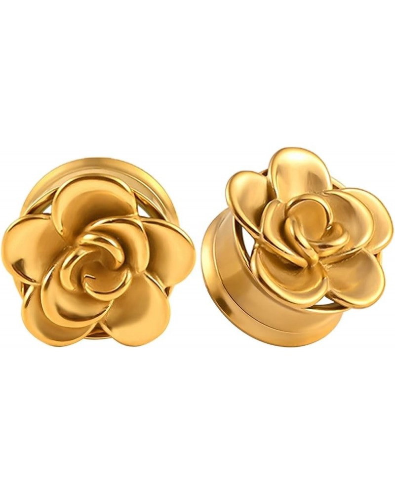 2Pcs Gauges for Men, Ear Gauges Jewelry Flower, Silver Stainless Steel Tunnel Gauges Gold 25.0 Millimeters $11.33 Body Jewelry