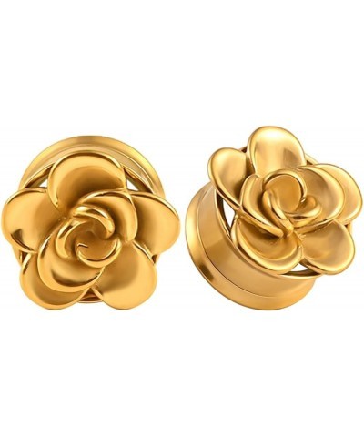 2Pcs Gauges for Men, Ear Gauges Jewelry Flower, Silver Stainless Steel Tunnel Gauges Gold 25.0 Millimeters $11.33 Body Jewelry