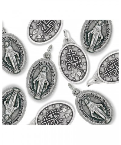 Pack of 25 - Bulk Latin Miraculous Medals - 1" Silver Oxidized Immaculate Mary Medal, Catholic Pendant for Necklace or Rosary...