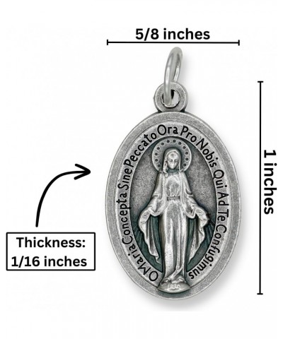 Pack of 25 - Bulk Latin Miraculous Medals - 1" Silver Oxidized Immaculate Mary Medal, Catholic Pendant for Necklace or Rosary...