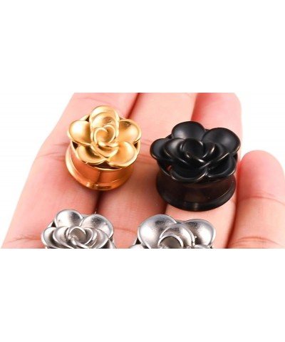 2Pcs Gauges for Men, Ear Gauges Jewelry Flower, Silver Stainless Steel Tunnel Gauges Gold 25.0 Millimeters $11.33 Body Jewelry