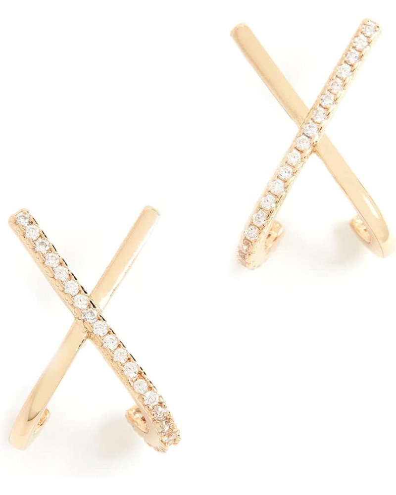 Women's Kriss Kross Earrings Gold/Clear $29.90 Earrings