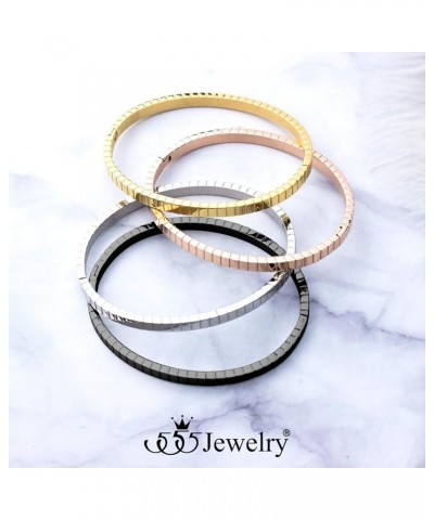 4mm Sparkly Stainless Steel Solid Hinged Bangle Bracelet for Women Gold $8.61 Bracelets