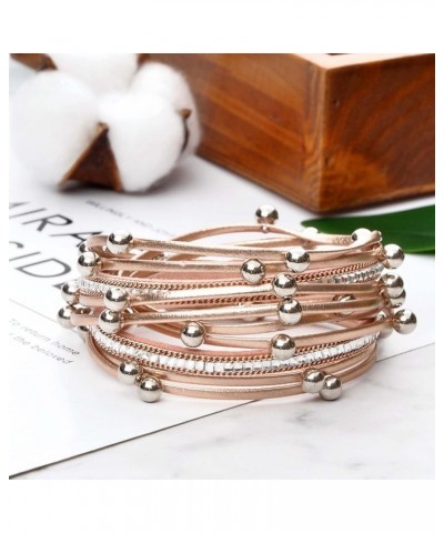 Bracelets for Women Trendy Leather Bracelets for Women Multilayer Leather Cuff Bracelets Boho Beaded Bracelet Jewelery Gift f...