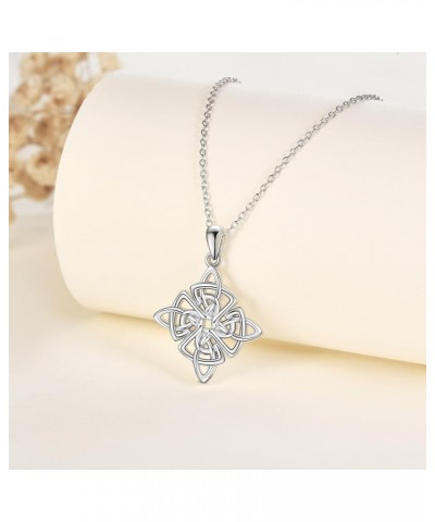 Celtic Knot/Witches Knot/Heart CZ Necklaces for Women Girls Sterling Silver Irish Witch Jewelry Irish Celtic Knot Pendant Nec...