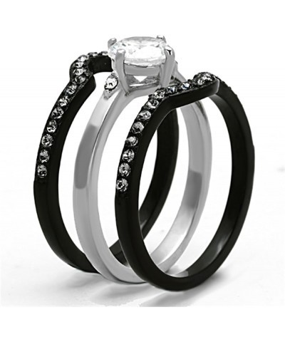 His and Her 4 Piece Black and Silver Stainless Steel and Titanium Wedding Ring Band Set Size Women's 05 Men's 09 $20.91 Sets