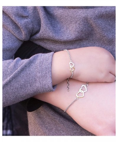 Sterling Silver Mom and Me Double Heart Bracelet Sold as a Set or individually GOLD Child Only (4-5 inch) $25.95 Bracelets