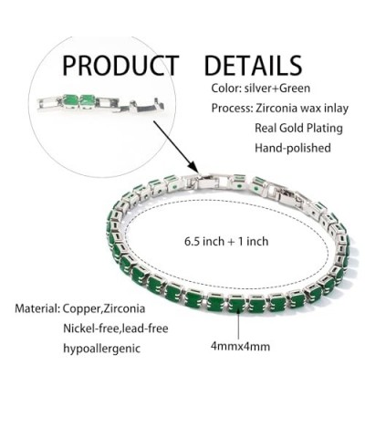 Tennis Bracelets for Women,Adjustable 18K Gold Plated Cubic Zirconia Tennis White Gold - Green $7.64 Bracelets