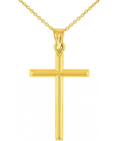 14K Yellow Gold Classic Latin Plain Cross Pendant Necklace 22.0 Inches $64.75 Necklaces