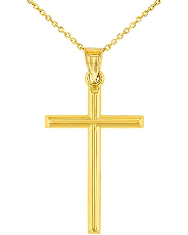 14K Yellow Gold Classic Latin Plain Cross Pendant Necklace 22.0 Inches $64.75 Necklaces