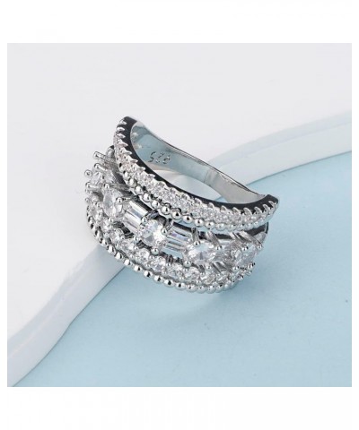 925 Sterling Silver CZ Crystal Finger Rings Set for Women Girls Wedding Bridal Engagement Ring Stackable Ring (Size 6) Style ...