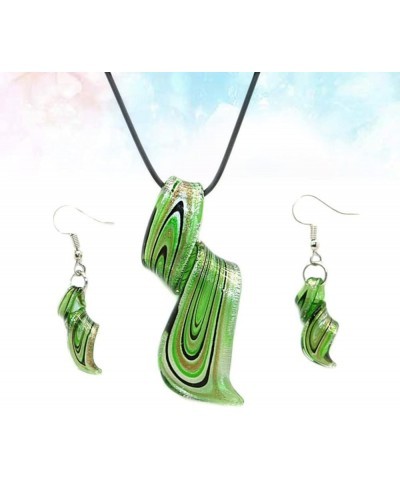 Spiral Shaped Earrings and Necklace Sets Glass Pendant Dangler Jewelry Earbob Gift for Women Boho Necklace Dangling Earrings ...