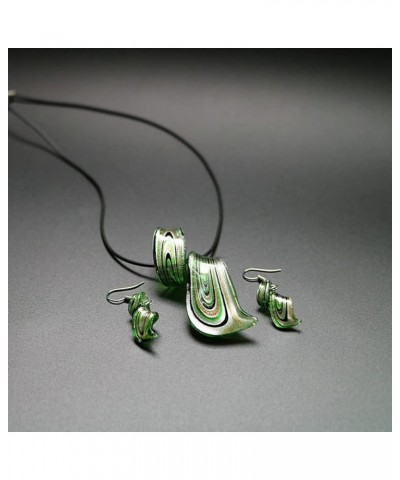 Spiral Shaped Earrings and Necklace Sets Glass Pendant Dangler Jewelry Earbob Gift for Women Boho Necklace Dangling Earrings ...