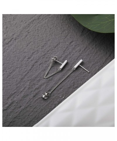 Stud Earrings with Chain Sterling Silver Chain Earrings for Women Bar Earrings Dangle Earrings for Women Girls Trendy 02_Bar_...