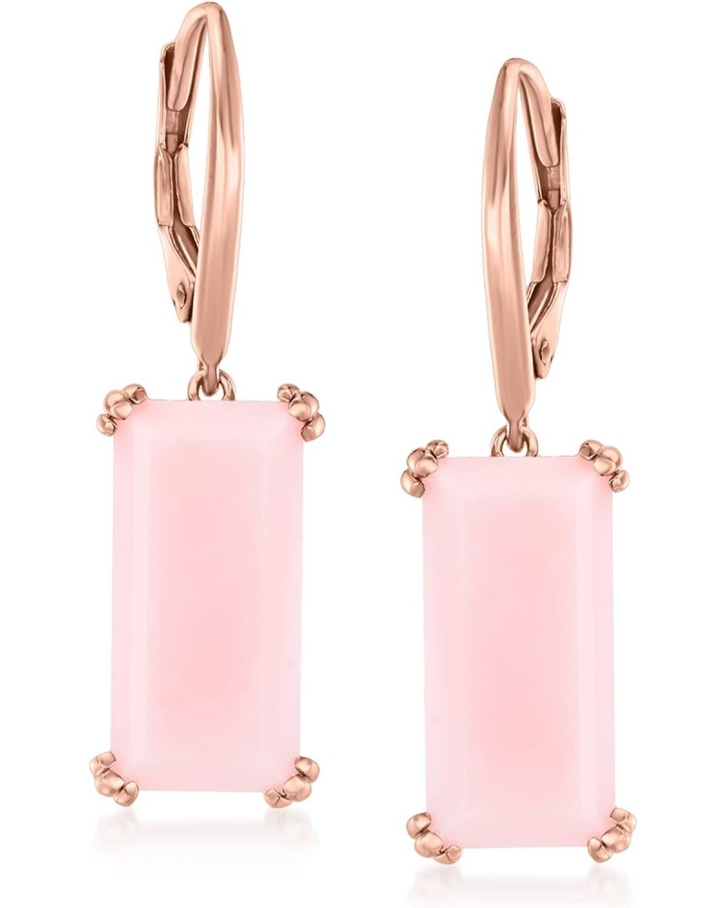 Pink Opal Drop Earrings in 18kt Rose Gold Over Sterling $58.80 Earrings