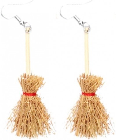 Lovely Broom Earrings Handmade Witch's Flying Straw Broom Earrings Halloween Costume Earrings for Women Girls A $6.89 Earrings