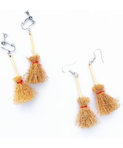 Lovely Broom Earrings Handmade Witch's Flying Straw Broom Earrings Halloween Costume Earrings for Women Girls A $6.89 Earrings