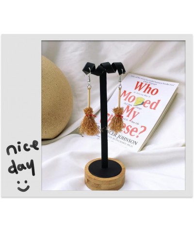 Lovely Broom Earrings Handmade Witch's Flying Straw Broom Earrings Halloween Costume Earrings for Women Girls A $6.89 Earrings