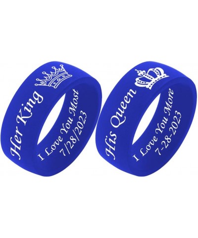 SHNIAN His Queen&Her King Ring Basic and Flat Rubber Silicone Couple Rings Comfortable Silicone Rings Custom Engraved Engagem...