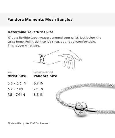 Moments Mesh Bracelet - Sterling Silver Charm Bracelet for Women - Compatible Moments Charms - Features Sterling Silver - Gif...