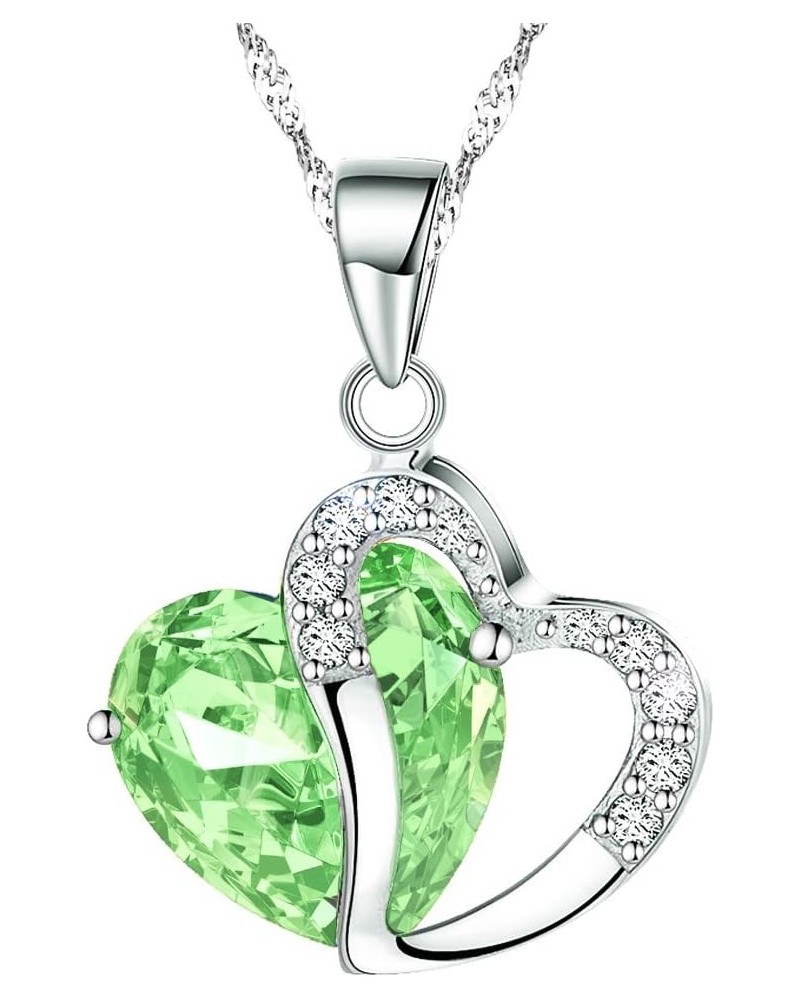 Fashion Austrian Crystals Heart Shape Pendant Necklace Light Lime Green $10.59 Necklaces