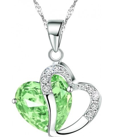 Fashion Austrian Crystals Heart Shape Pendant Necklace Light Lime Green $10.59 Necklaces