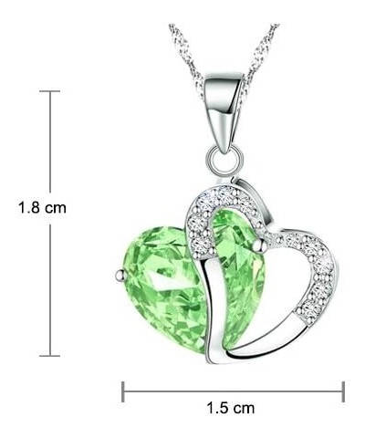 Fashion Austrian Crystals Heart Shape Pendant Necklace Light Lime Green $10.59 Necklaces