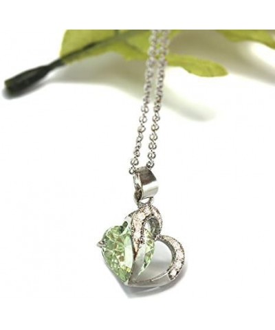 Fashion Austrian Crystals Heart Shape Pendant Necklace Light Lime Green $10.59 Necklaces