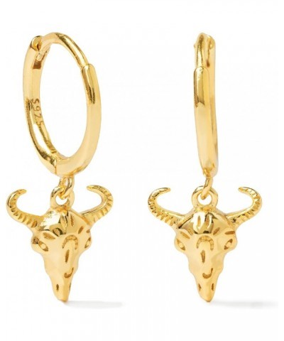 Baphomet Satanic Goat Head Hoop Earrings, Satan Huggies Women Men Girls Teens 925 Sterling Silver14k Gold Plated Fashion Jewe...