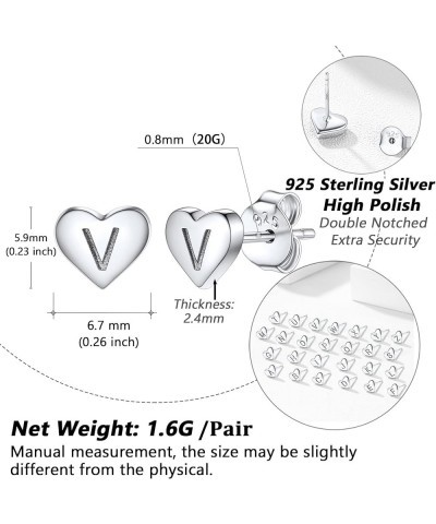 925 Sterling Silver Heart Letter Stud Earrings for Women Initial Earring for Girls with Gift Packaging V $10.06 Earrings