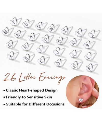 925 Sterling Silver Heart Letter Stud Earrings for Women Initial Earring for Girls with Gift Packaging V $10.06 Earrings