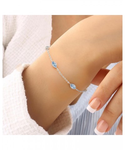 Birthstone Bracelet for Women 925 Sterling Silver Charm Link Evil Eye Gothic Black Angle Eye Bracelet with Cubic Zirconia Ann...