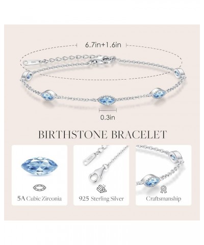 Birthstone Bracelet for Women 925 Sterling Silver Charm Link Evil Eye Gothic Black Angle Eye Bracelet with Cubic Zirconia Ann...