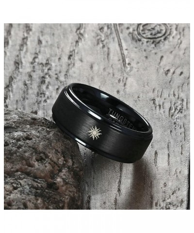 Tungsten Rings for Couples, 8mm Matte with Sun and Moon Pattern Engagement Rings Set His and Hers Black women 7 & men 11 $18....