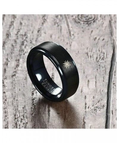 Tungsten Rings for Couples, 8mm Matte with Sun and Moon Pattern Engagement Rings Set His and Hers Black women 7 & men 11 $18....