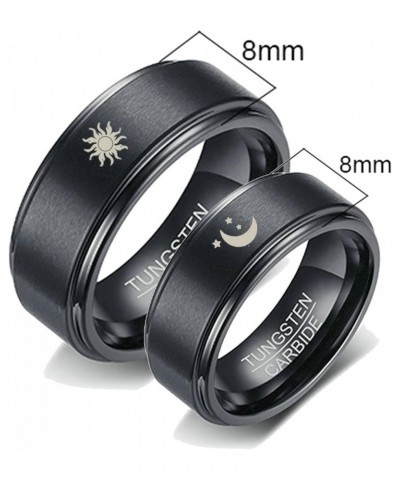 Tungsten Rings for Couples, 8mm Matte with Sun and Moon Pattern Engagement Rings Set His and Hers Black women 7 & men 11 $18....