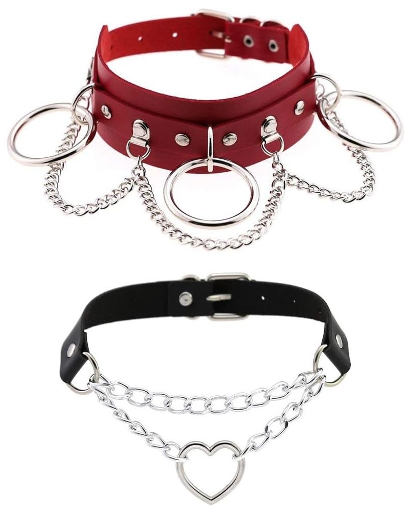 Choker Collar for Women Girls, Adjustable Rock Punk Choker Collar Necklace Red $7.83 Necklaces