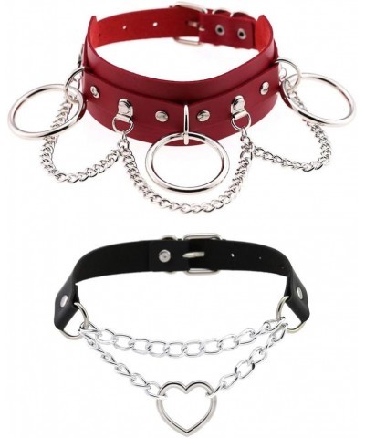 Choker Collar for Women Girls, Adjustable Rock Punk Choker Collar Necklace Red $7.83 Necklaces