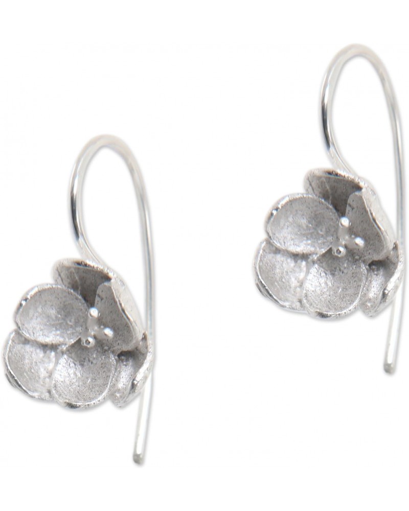 Artisan Handmade .925 Sterling Silver Drop Earrings from Bali Indonesia Floral 'Petite Camellia' $25.36 Earrings