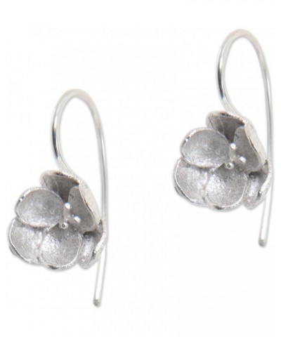 Artisan Handmade .925 Sterling Silver Drop Earrings from Bali Indonesia Floral 'Petite Camellia' $25.36 Earrings