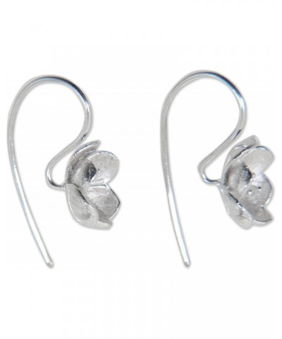 Artisan Handmade .925 Sterling Silver Drop Earrings from Bali Indonesia Floral 'Petite Camellia' $25.36 Earrings