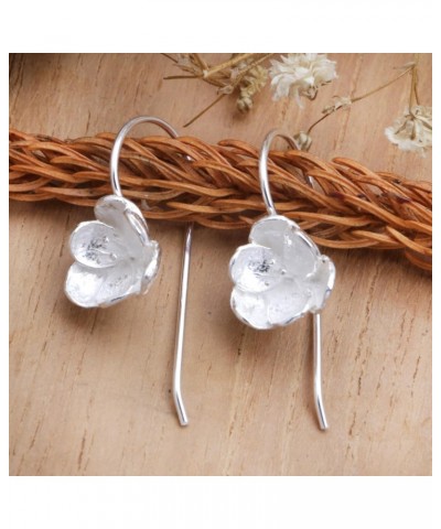 Artisan Handmade .925 Sterling Silver Drop Earrings from Bali Indonesia Floral 'Petite Camellia' $25.36 Earrings