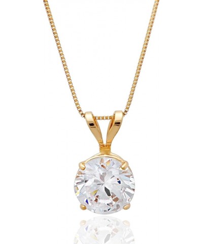 14k Gold 8mm Round Solitaire Cubic Zirconia Pendant Necklace for Women with 18 Inch Box Chain Yellow Gold | 1 Carat $49.78 Ne...