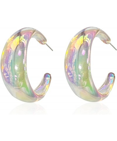 Acrylic Resin Earrings 70s 80s Colorful Hoop Earrings C Shape Trendy Earrings Chunky Earrings Cute Candy Earrings Jewelry for...