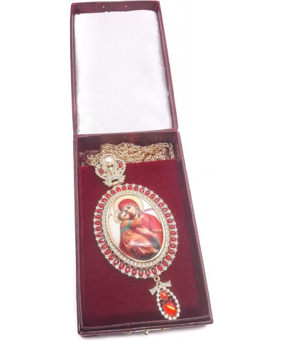 Store Holy Mary & Baby Jesus Pectoral Cross With Red Crystalized Elements Gold Plated Pendant Christian Priest Bishop Iconic ...