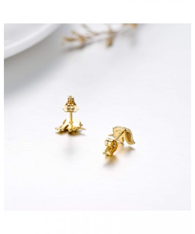 14k Gold Unicorn Earrings for Women Girls, Solid Gold Animal Studs, Lucky Jewelry Gifts for Her Yellow Gold 14k gold $55.68 E...